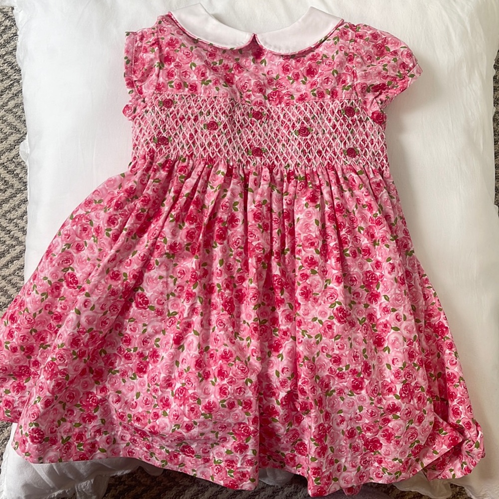 Trotters Rosie smocked dress redrose